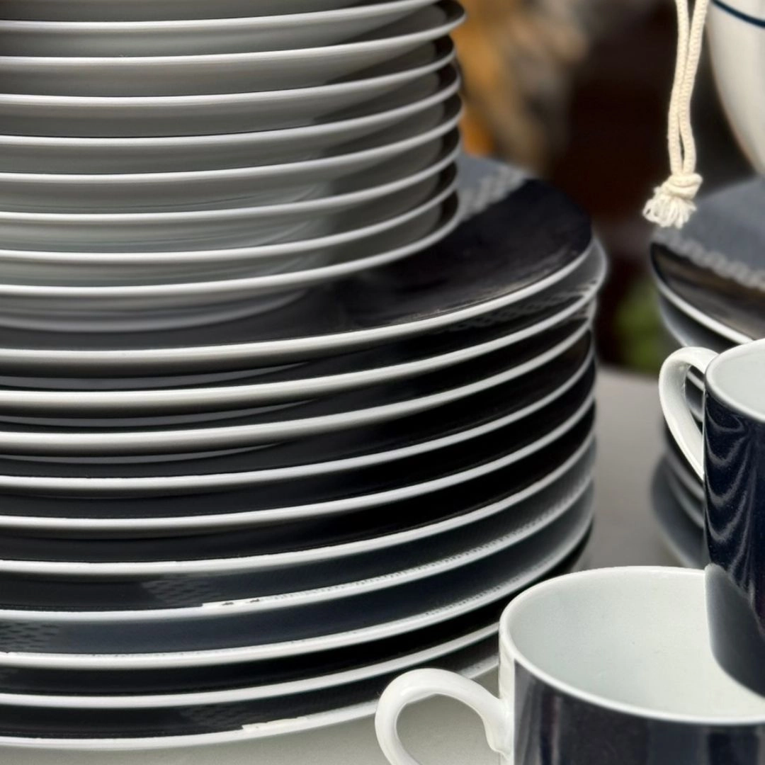 Prato de Jantar Lista Denim 