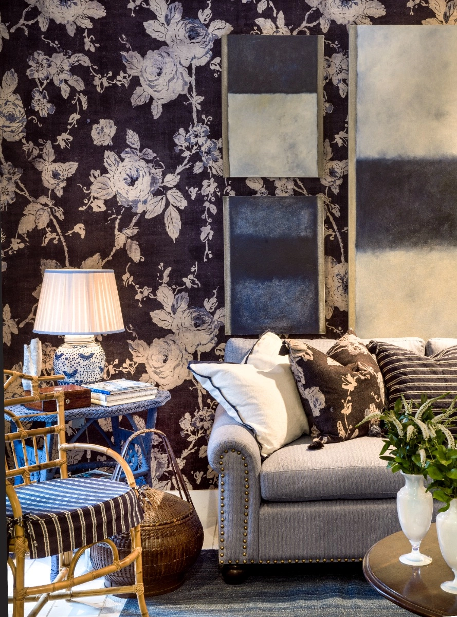 Tecido Flor Portland Marinho 