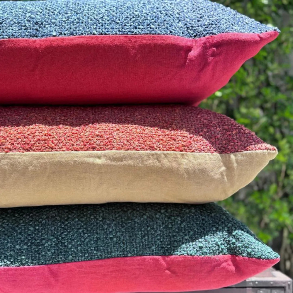 Almofada Bouclé Blue Com Linho Spice