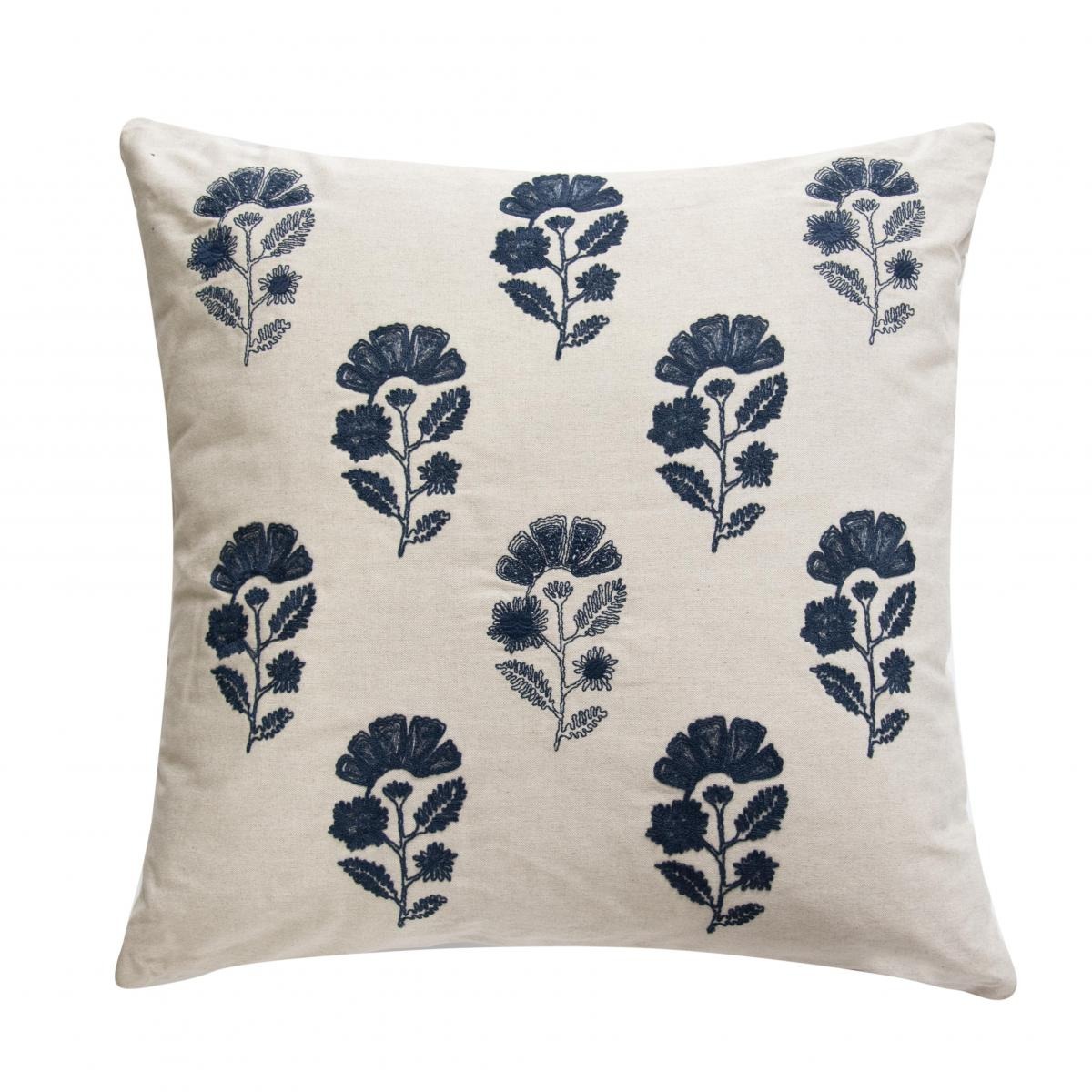 Almofada Natural Bordado Azul - SKU 00892578