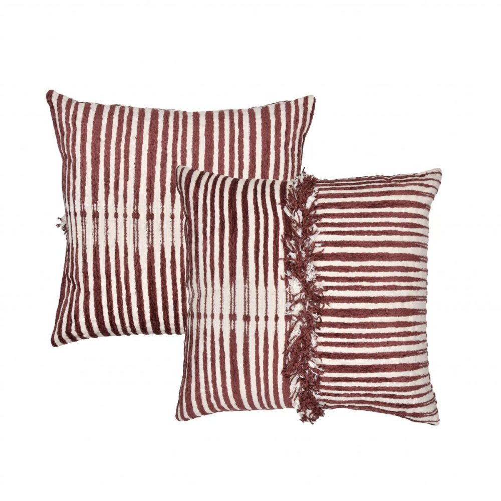 Almofada Trama Ameixa com Recorte e Franja