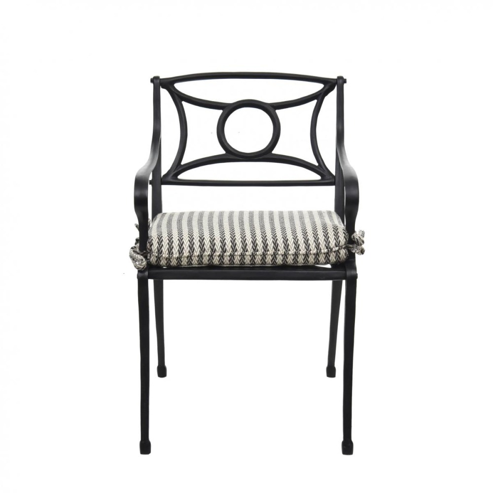 Cadeira de Alumínio Preta com Almofada Lista Chevron