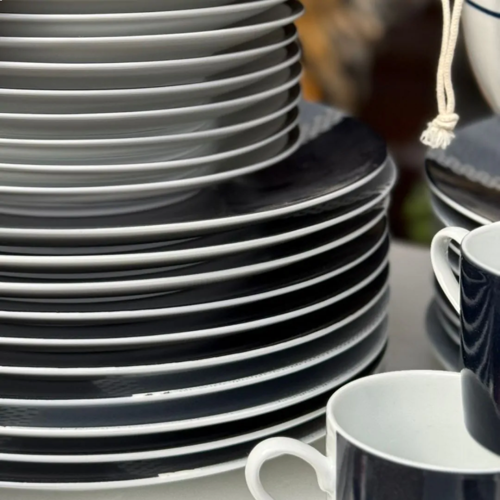 Conj. 6 peças | Pratos de Jantar Lista Denim 