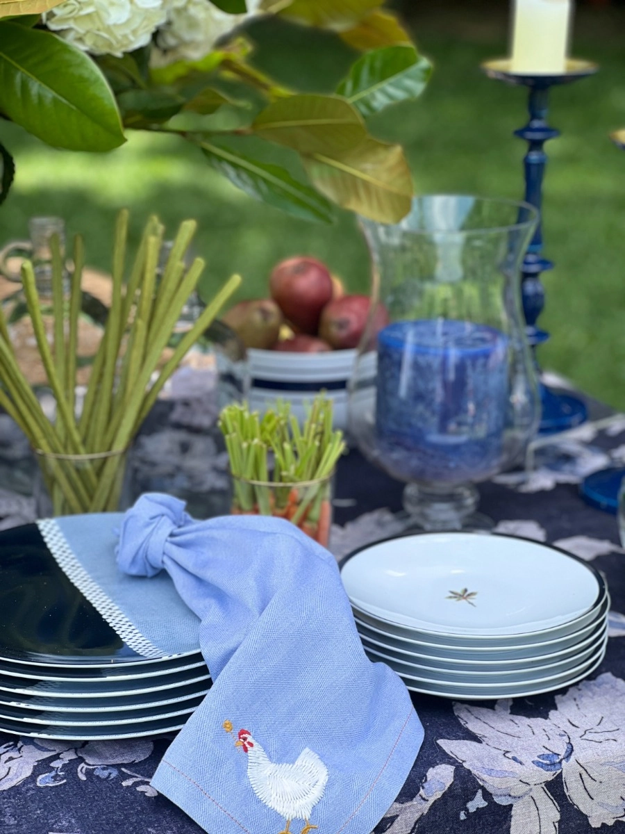 Prato de Jantar Lista Denim 