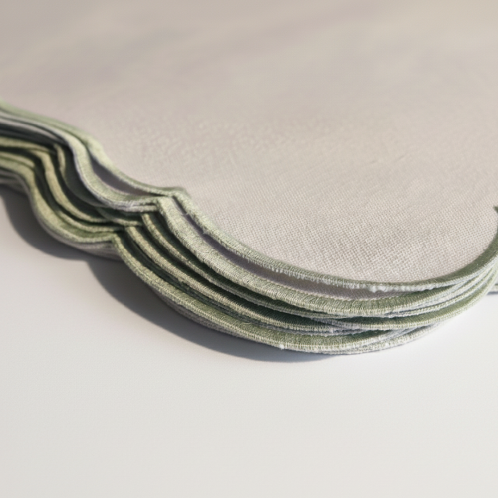 Jogo Americano Off White Bordado Sálvia