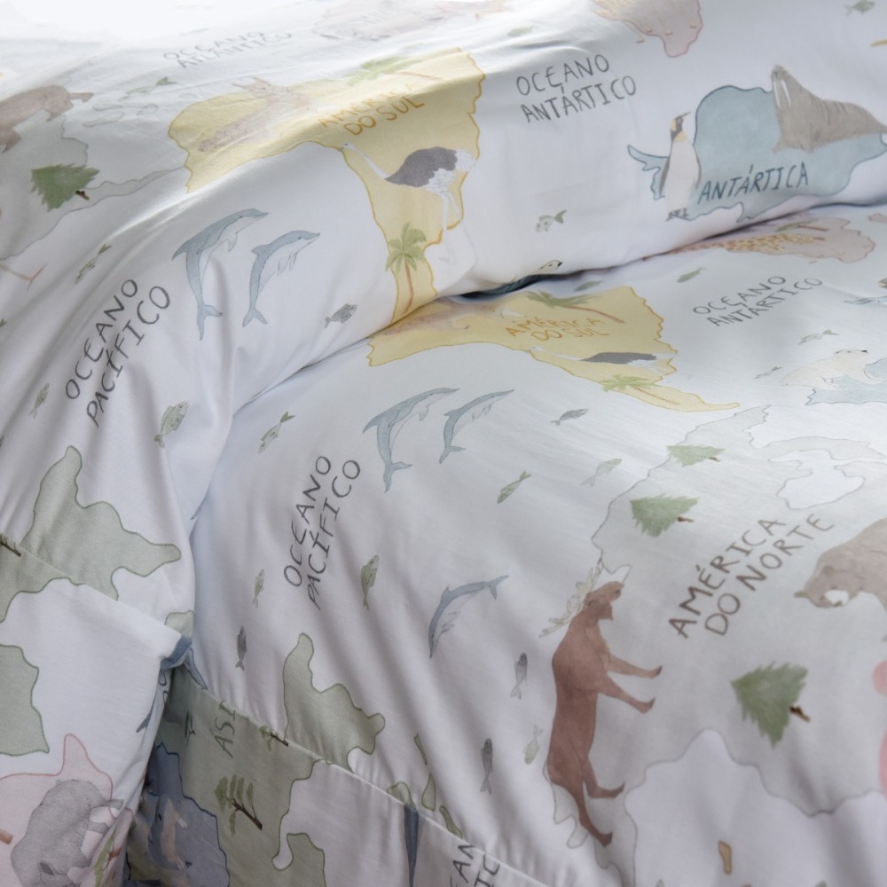 Kit Capa de Duvet Mapa Samuca Solteiro