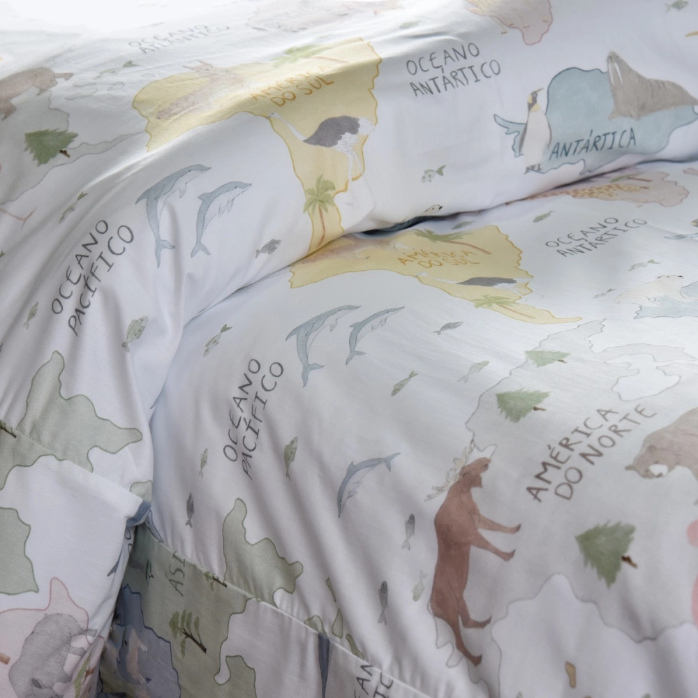 Kit Capa de Duvet Mapa Samuca | Solteiro Kit Capa de Duvet Mapa Samuca | Solteiro