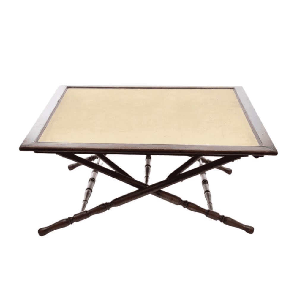 Mesa de Centro Quadrada Madeira e Tecido