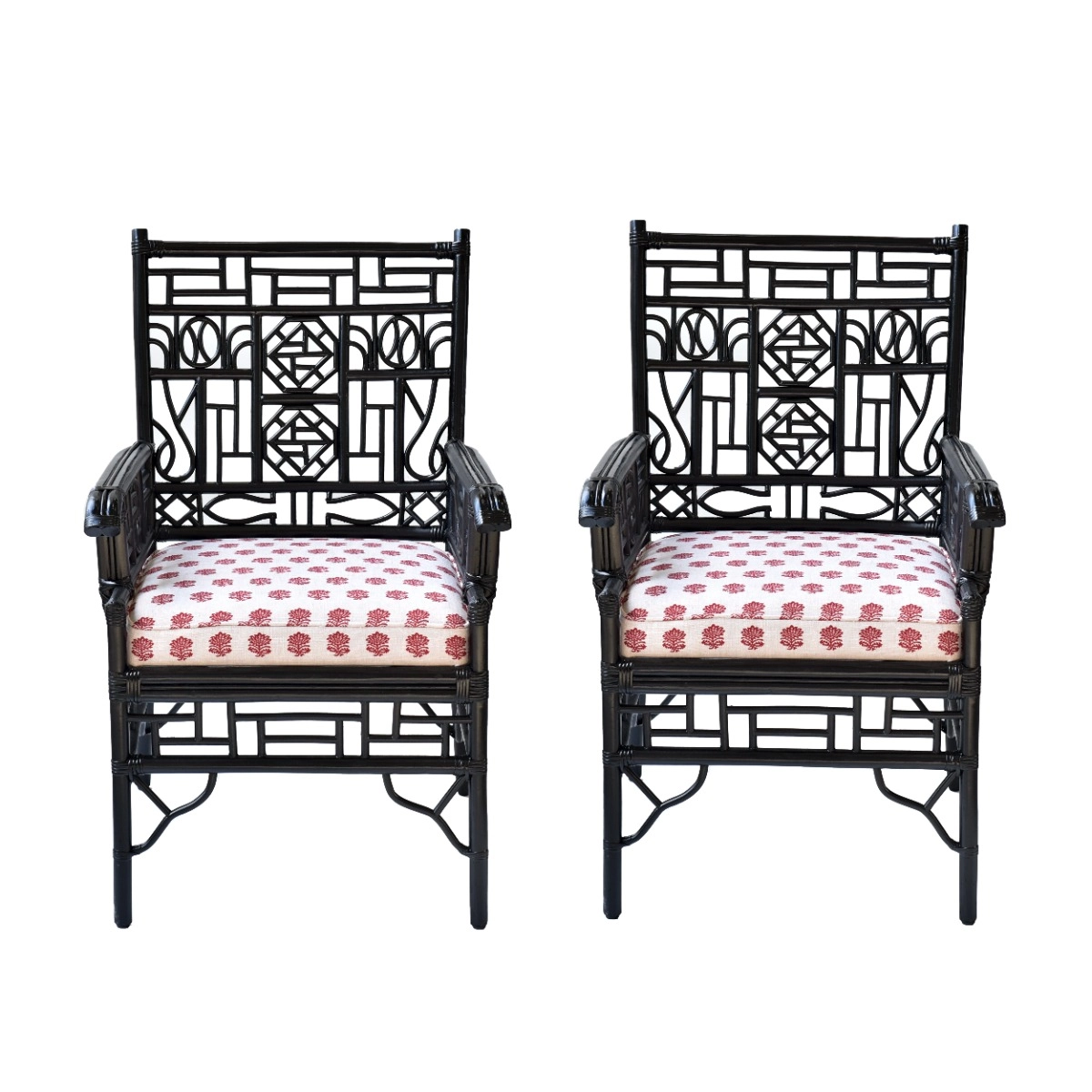 Par de Cadeiras Pretas Chippendale Carimbo Vermelho - SKU 03100171V1