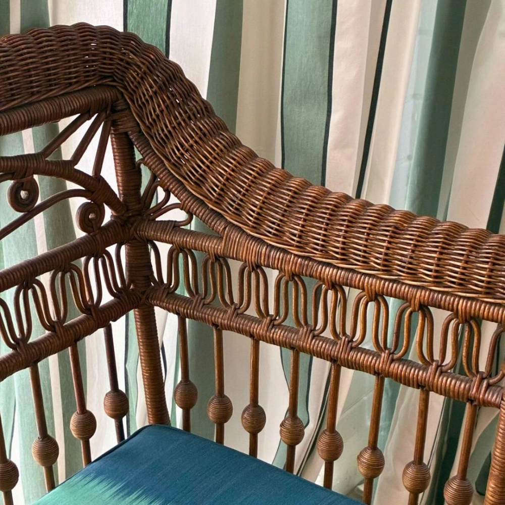 Sofá de Vime Vintage Lista Tie Dye Sofá de Vime Vintage Lista Tie Dye