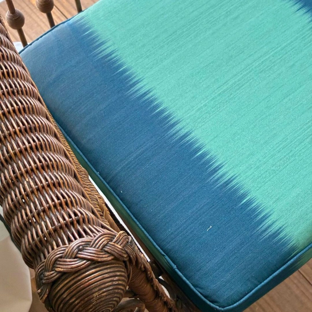 Sofá de Vime Vintage Lista Tie Dye Sofá de Vime Vintage Lista Tie Dye