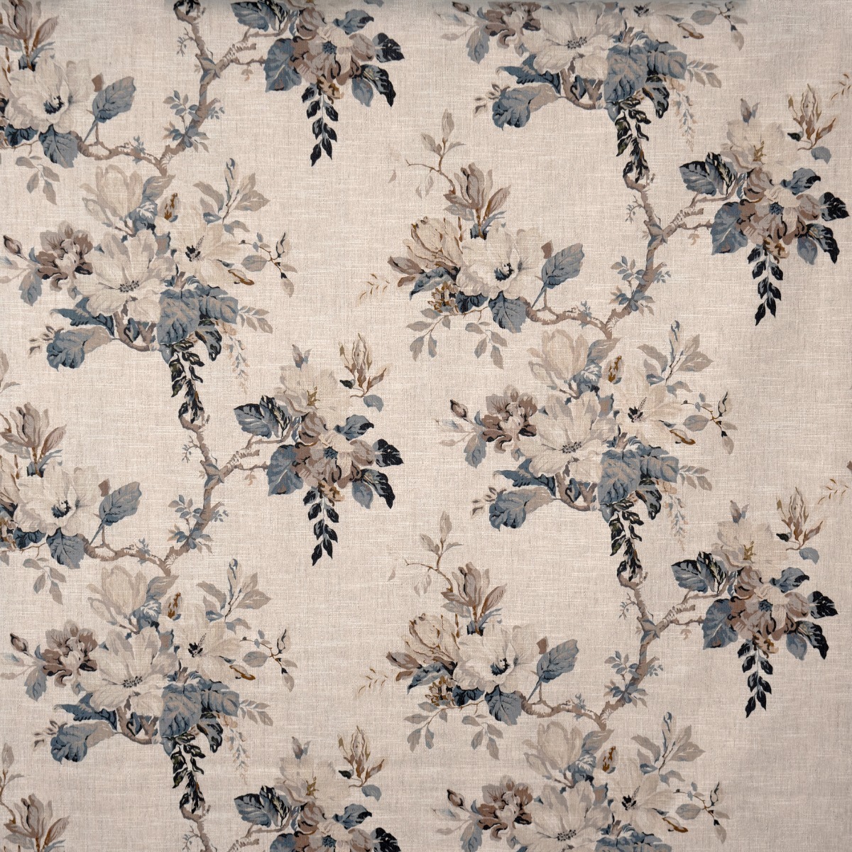 Tecido Flor Acácia Denim com Natural  - SKU 24402864