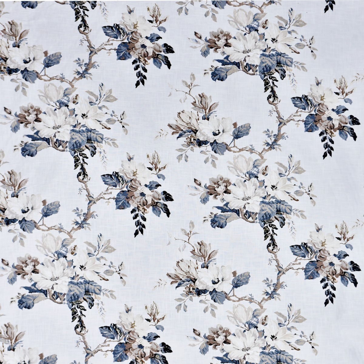 Tecido Flor Acácia Denim com Off White - SKU 24402861