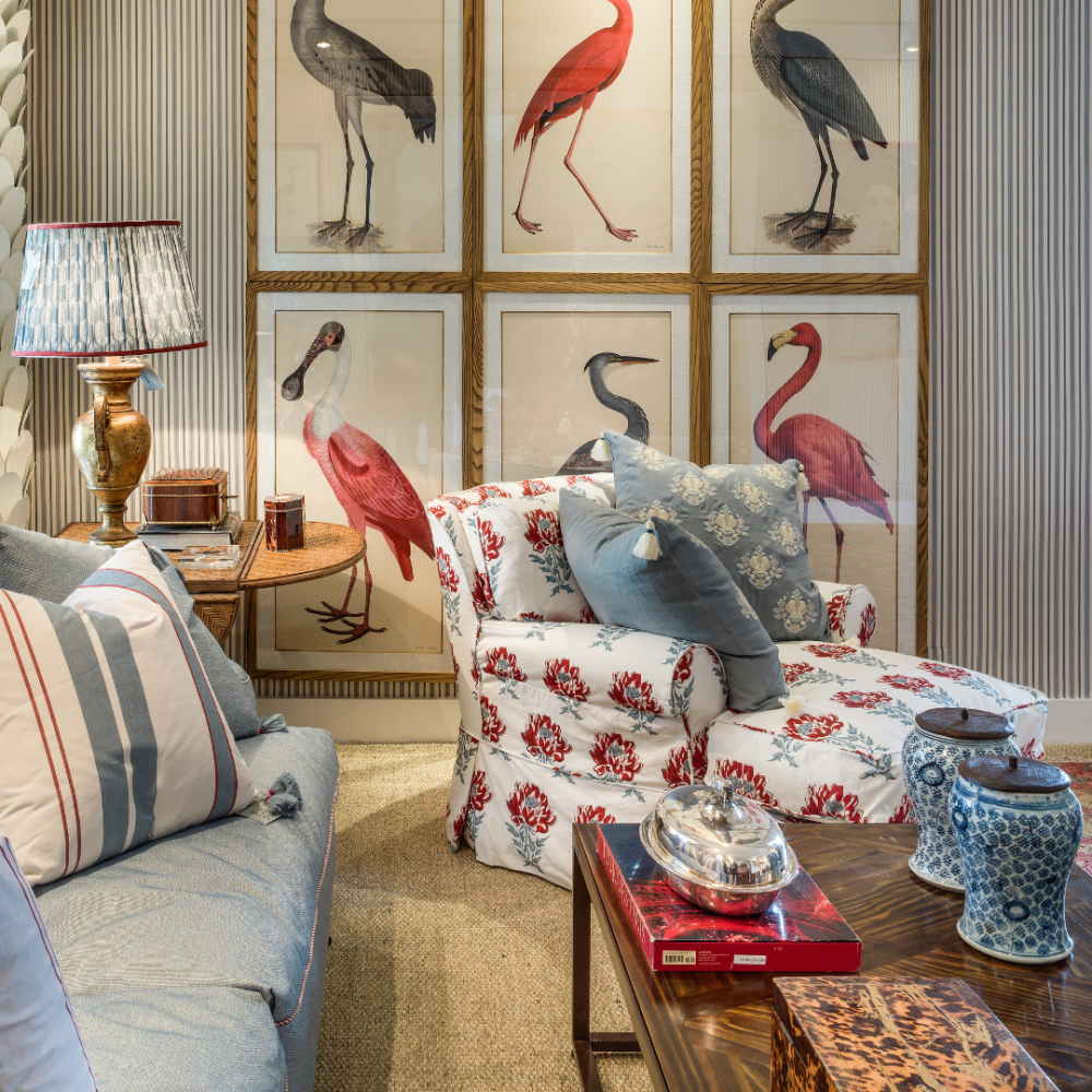 Tecido Flor Prado Com Azul Costa Nova