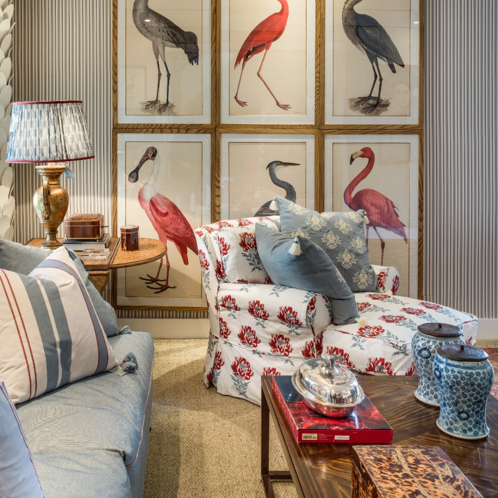 Tecido Flor Prado Com Azul Costa Nova