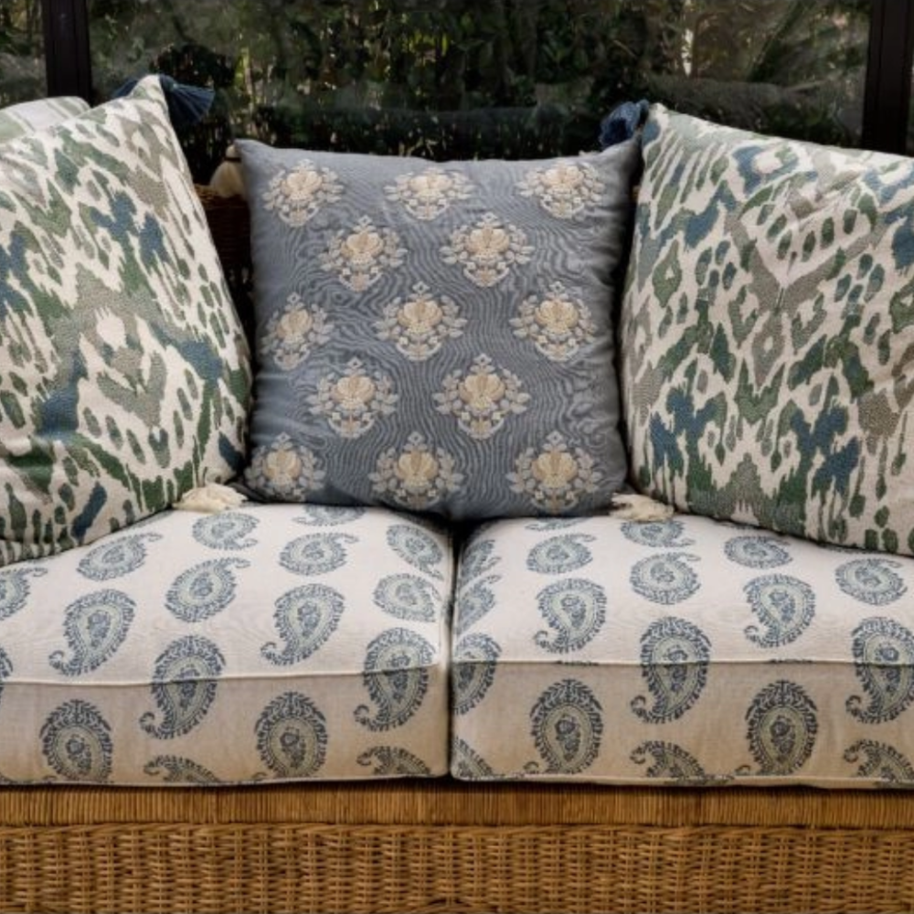 Tecido Jacquard Ikat Salvia Tecido Jacquard Ikat Salvia