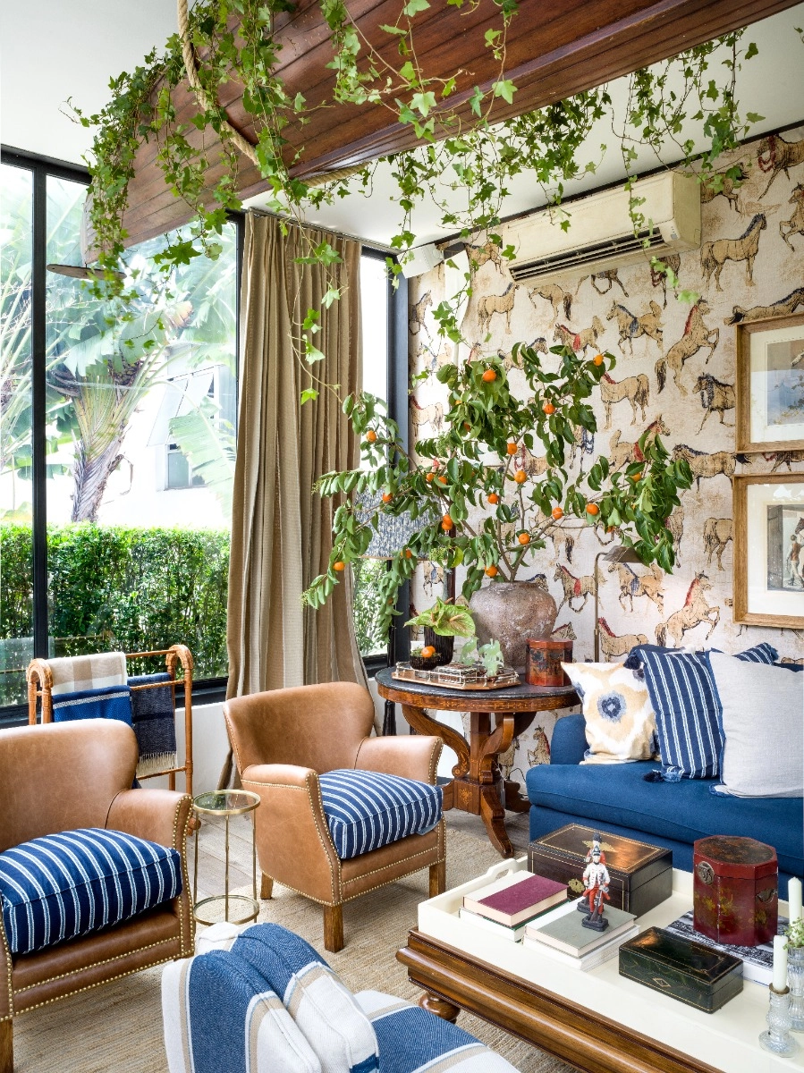 Tecido Lista Bordada Denim 