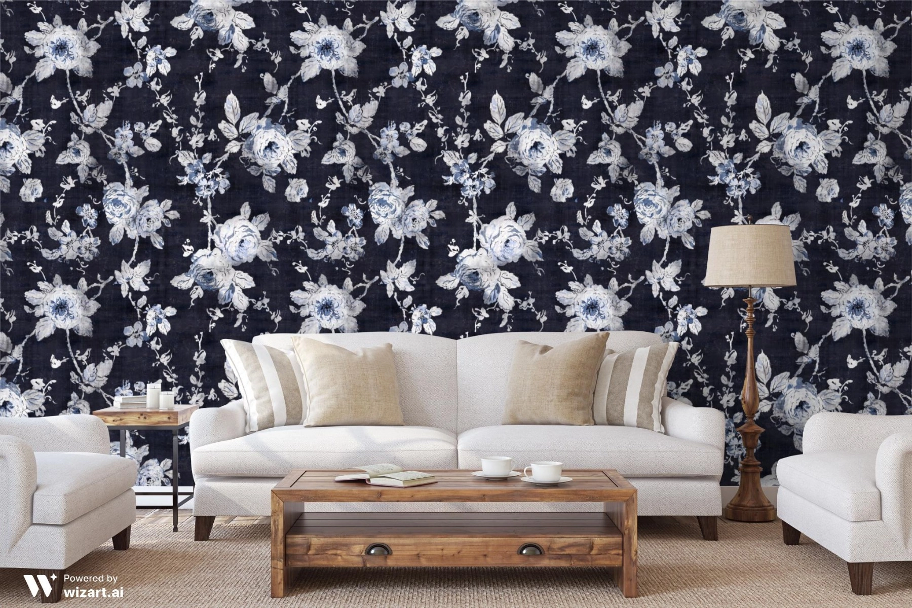 Tecido Flor Portland Marinho 