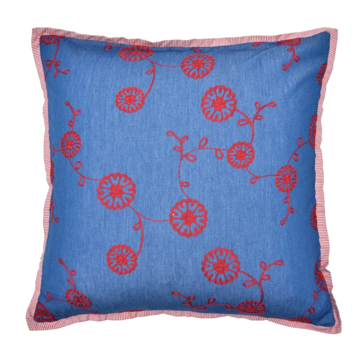 Almofada Bordada Vermelho com Aba Listrada Almofada Bordada Vermelho com Aba Listrada