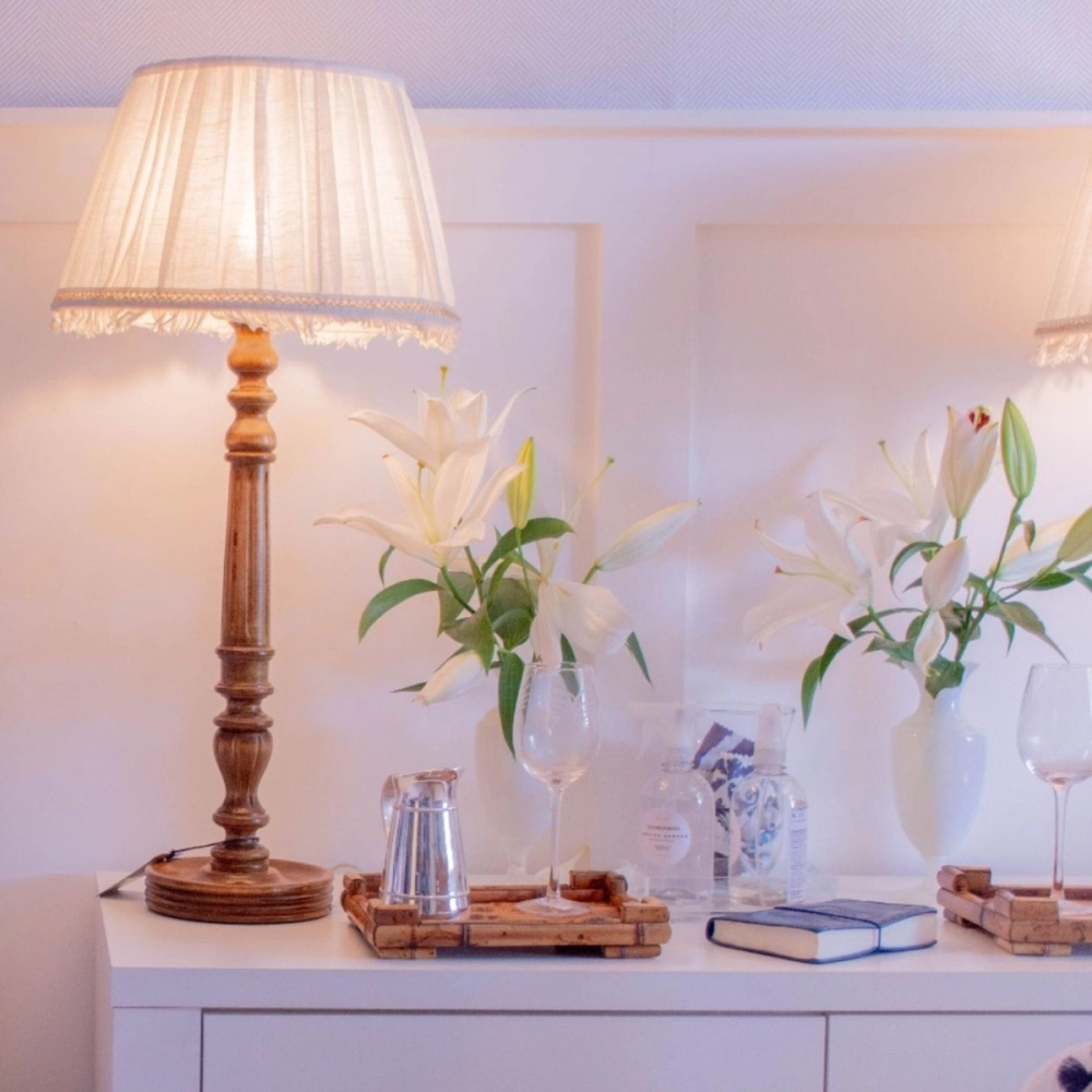 Abajur Coluna Lustrado Base Redonda