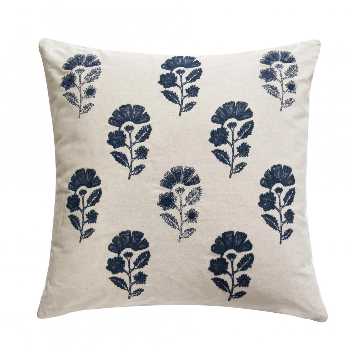 Almofada Natural Bordado Azul