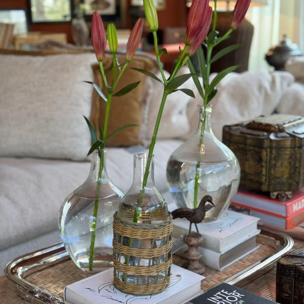 Garrafa de Vidro com Junco