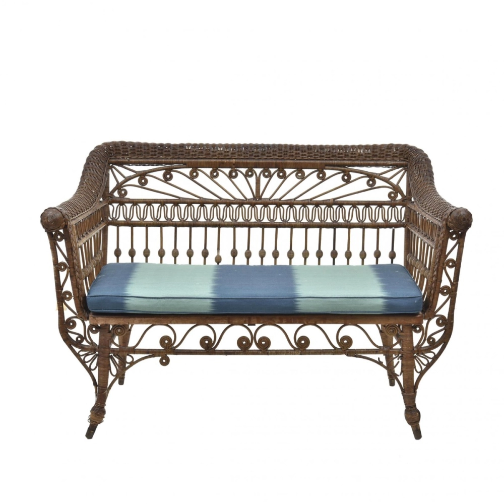 Sofá de Vime Vintage Lista Tie Dye Sofá de Vime Vintage Lista Tie Dye