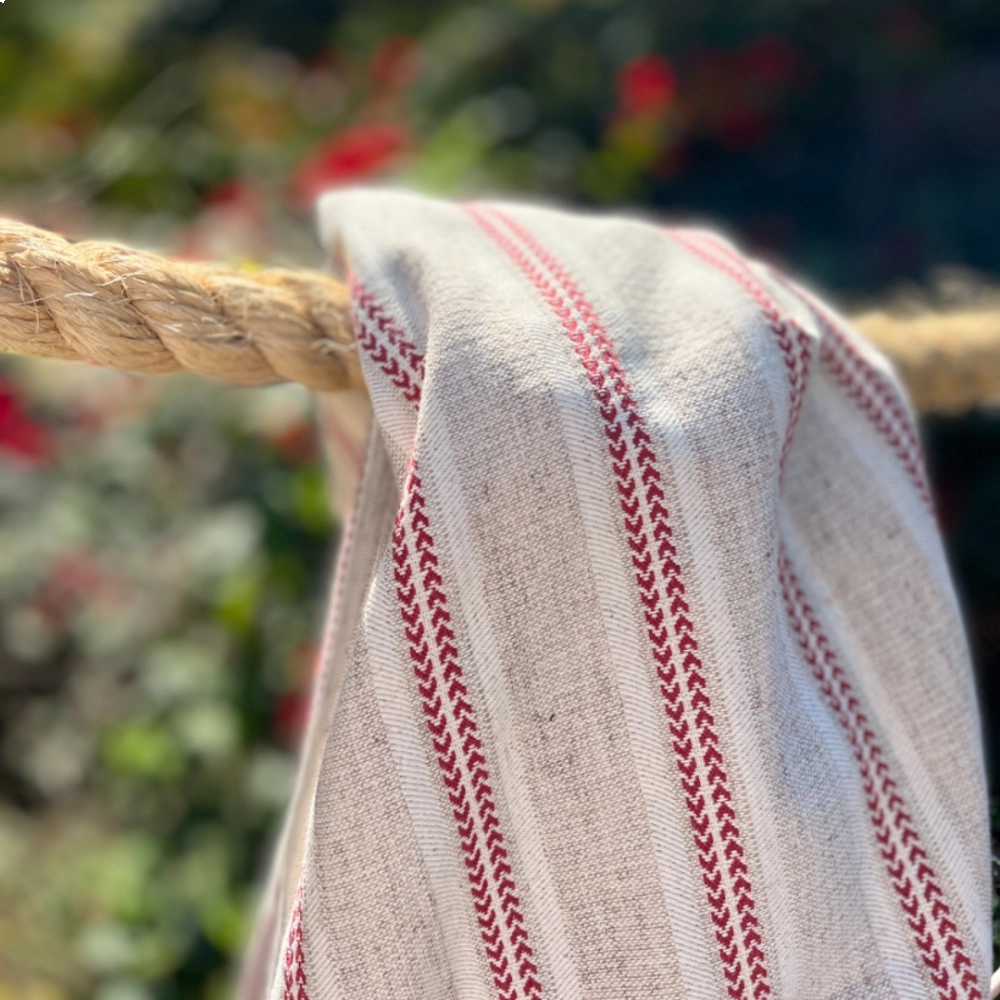 Tecido Lista Sargento Magenta com Fundo Natural