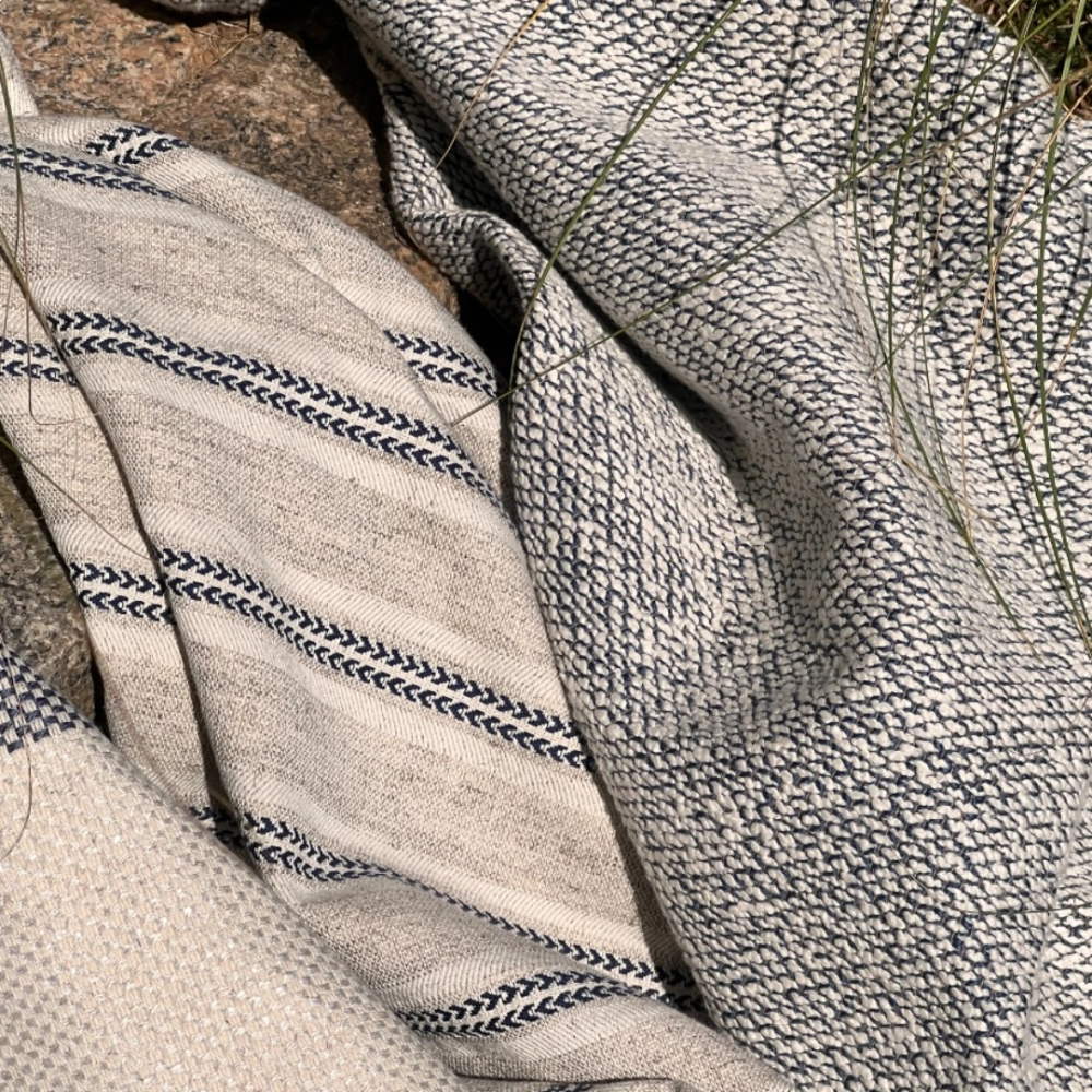 Tecido Lista Sargento Marinho com Fundo Natural 